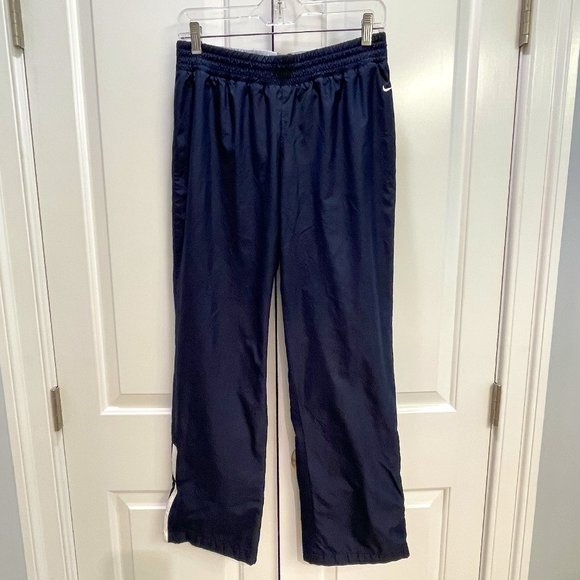 Nike Pants - EUC Nike Track Pants, Low-Rise, Elastic/Drawstring, Zippered Legs, Navy, Small